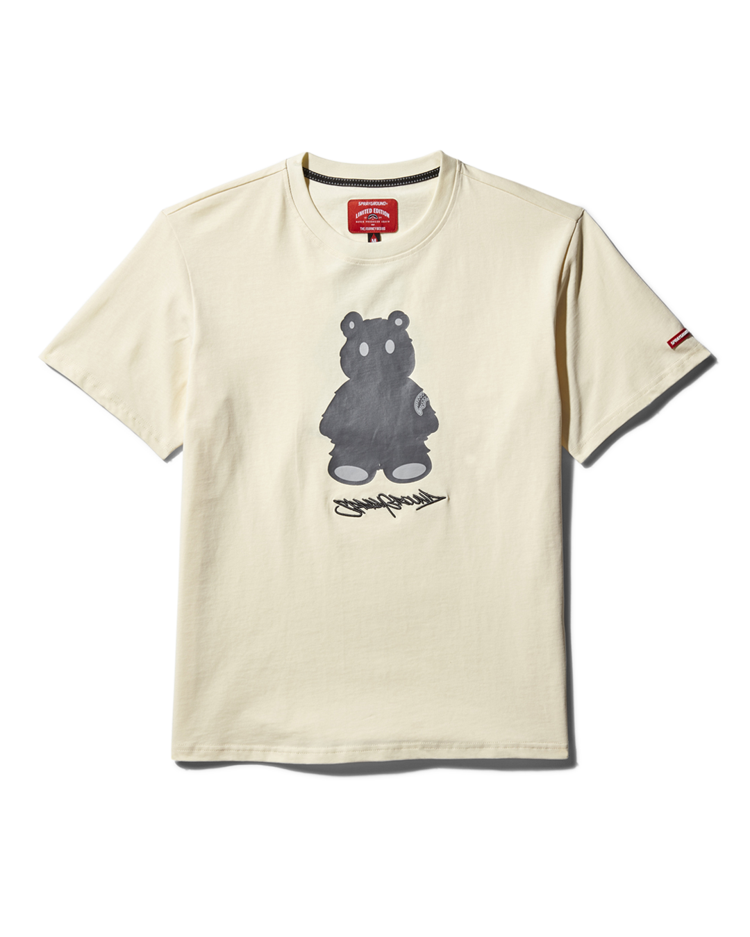 SHORT SLEEVE GRAPHIC MONEY BEAR T-SHIRT (APRICOT)