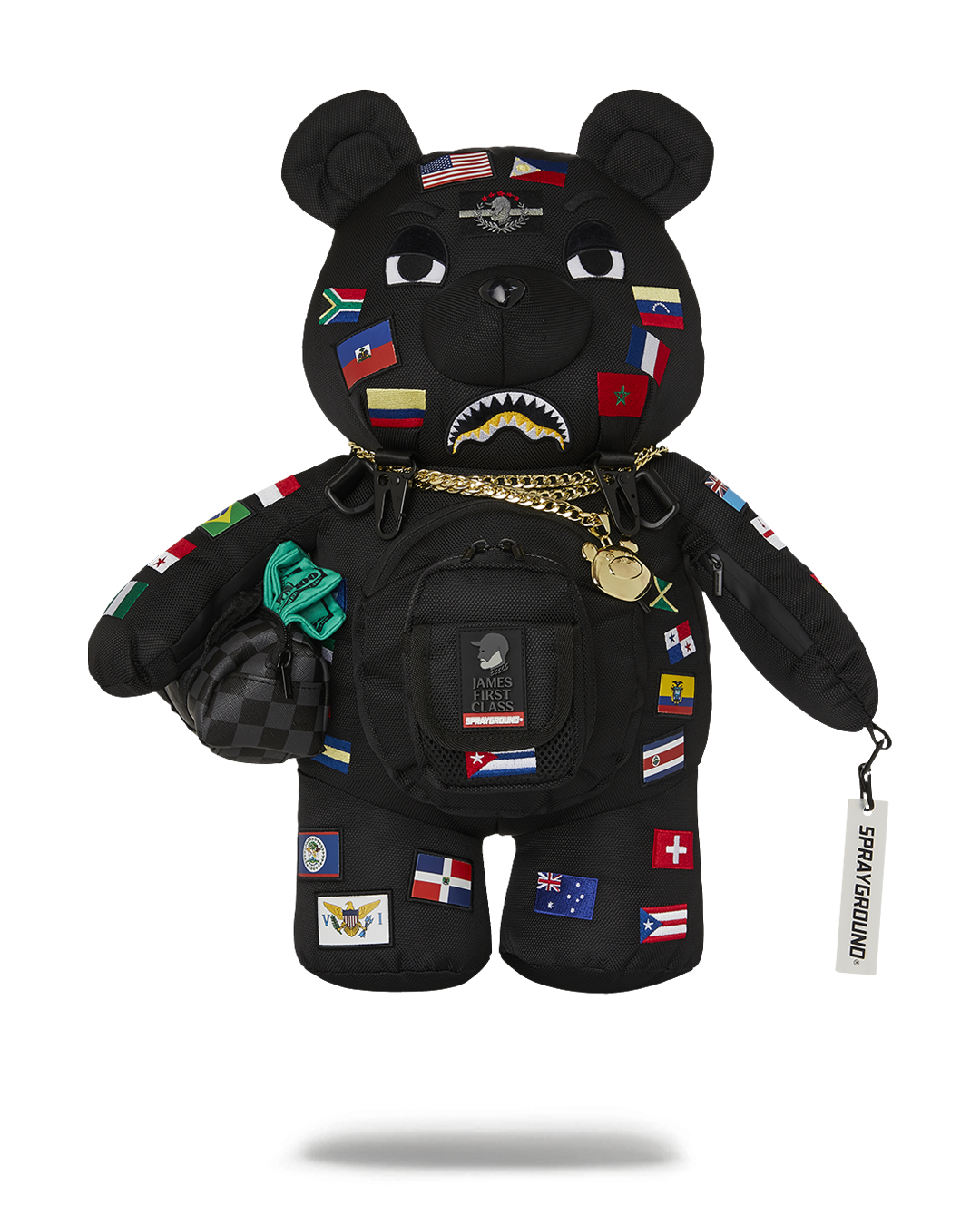 JAMES FIRST CLASS GLOBAL FLAGS MONEYBEAR BACKPACK